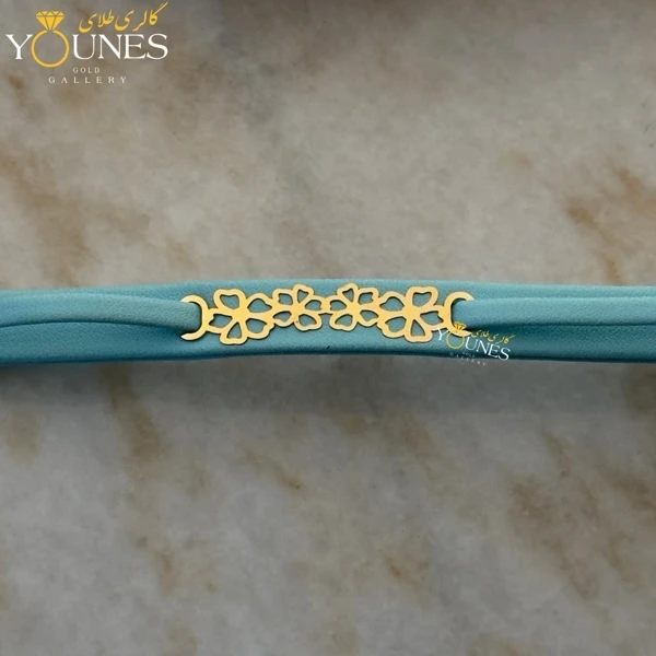 دستبند طلا زنانه چرم گل L555